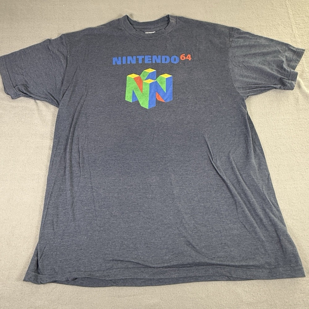 Nintendo 64 Mens Big‎ & Tall Nintendo 64 Navy Heather Shirt 3XLT
